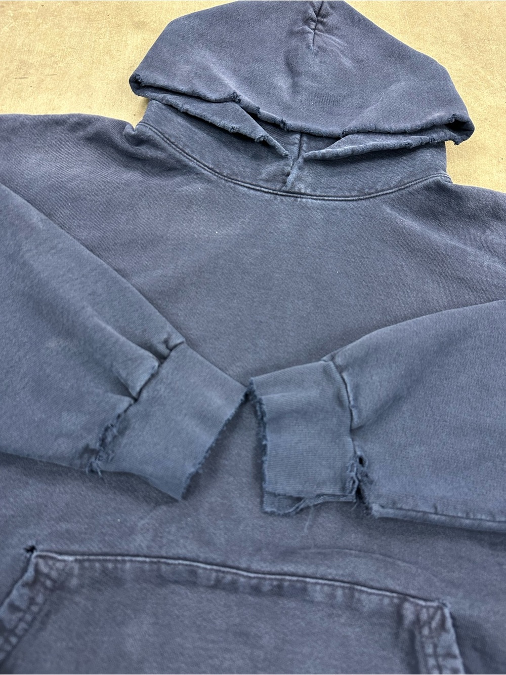 The Super Faded Navy Blue Ultimate Distressed Heavyweight Hoodie - Picture 6 of 13